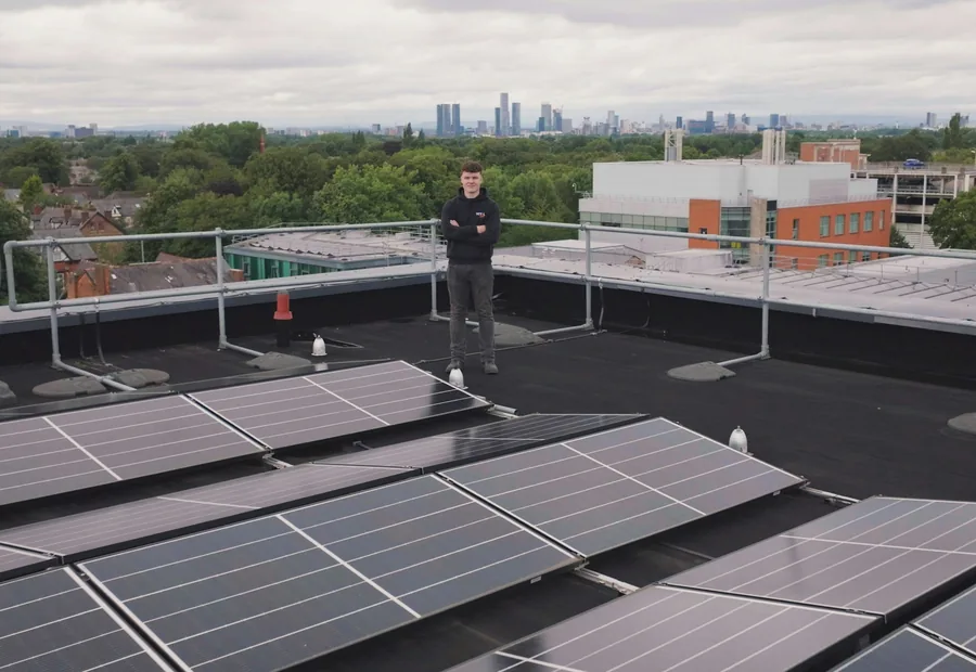 Engineer inspecting solar infrastructure